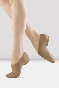 Bloch S0495L, Ladies Tan Neo-Flex Slip On Leather Jazz Shoe, Adult Size